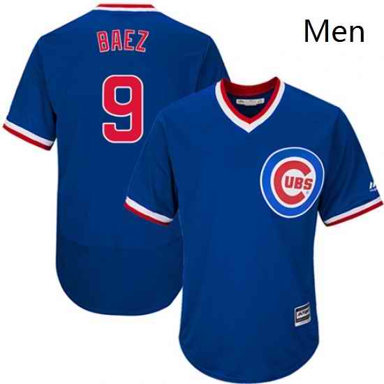 Mens Majestic Chicago Cubs 9 Javier Baez Replica Royal Blue Cooperstown Cool Base MLB Jersey